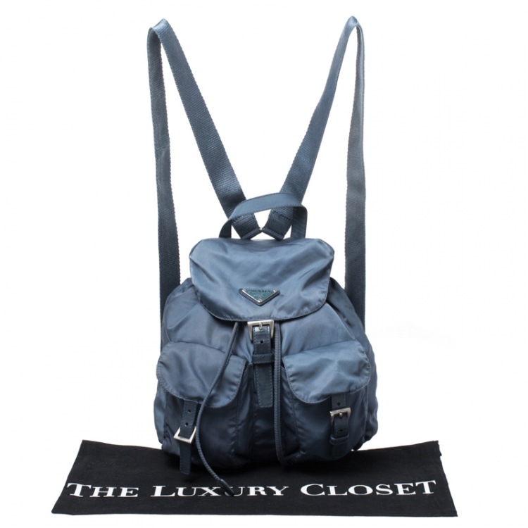 Pre Owned Prada Blue Tessuto Nylon Zainetto Backpack