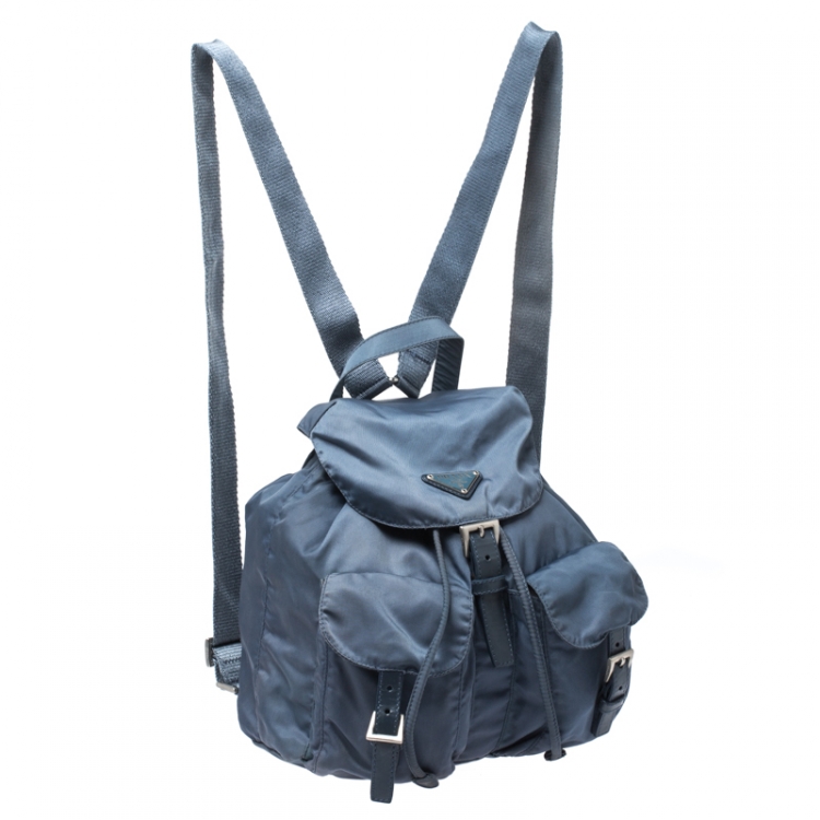 Pre Owned Prada Blue Tessuto Nylon Zainetto Backpack