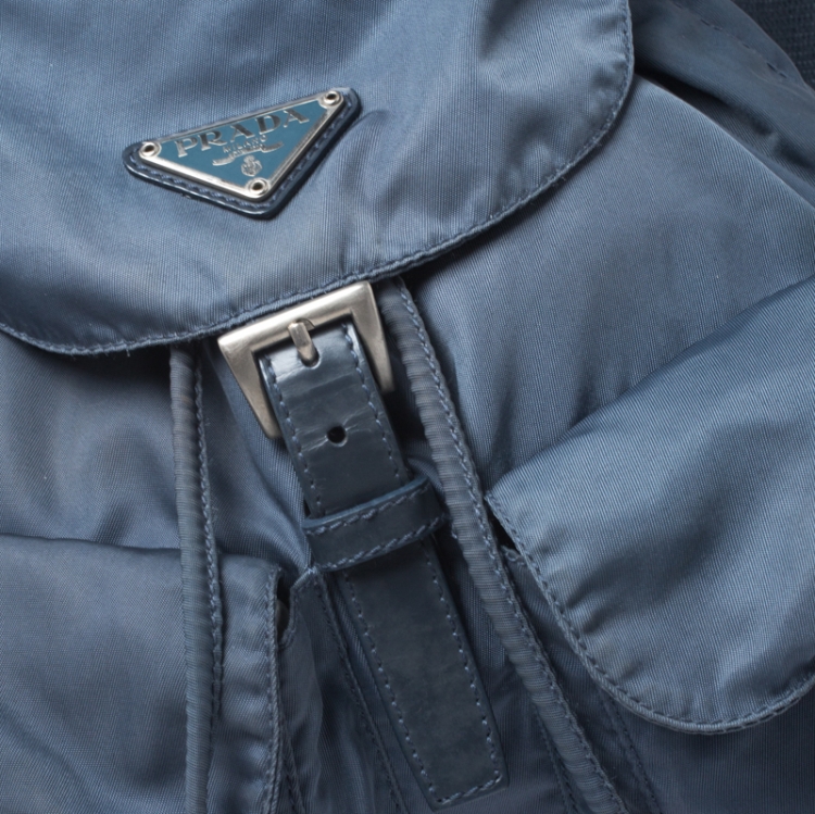 Pre Owned Prada Blue Tessuto Nylon Zainetto Backpack