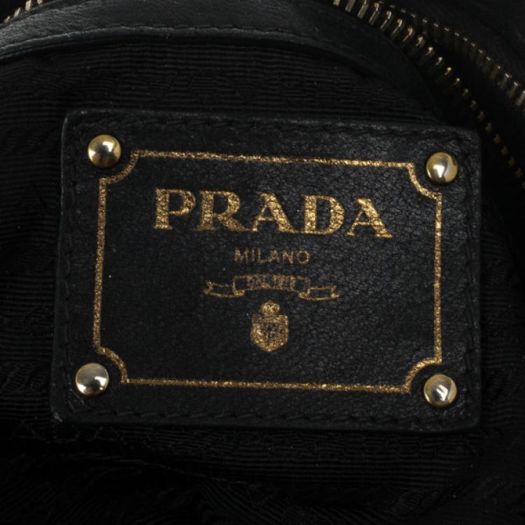 Pre Owned Prada Black Large Soft Calf Hobo