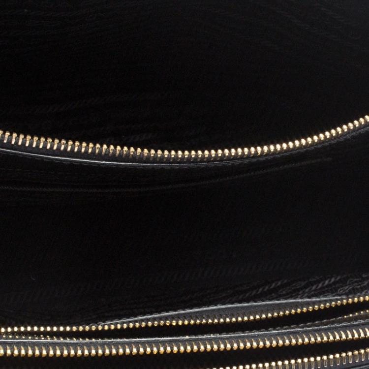 Pre Owned Prada Black Saffiano Leather Small Galleria Double Zip Tote