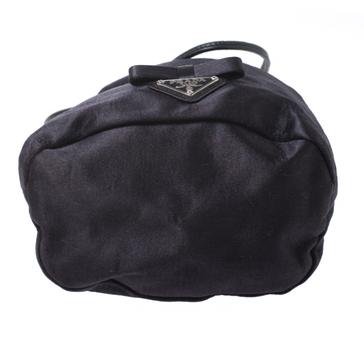 Pre Owned Prada Navy Blue Nylon Mini Drawstring Pouch