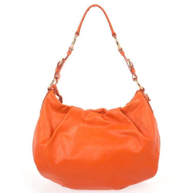 Pre Owned Prada Orange Large Soft Calf Hobo