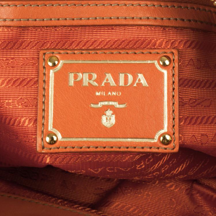 Pre Owned Prada Orange Large Soft Calf Hobo