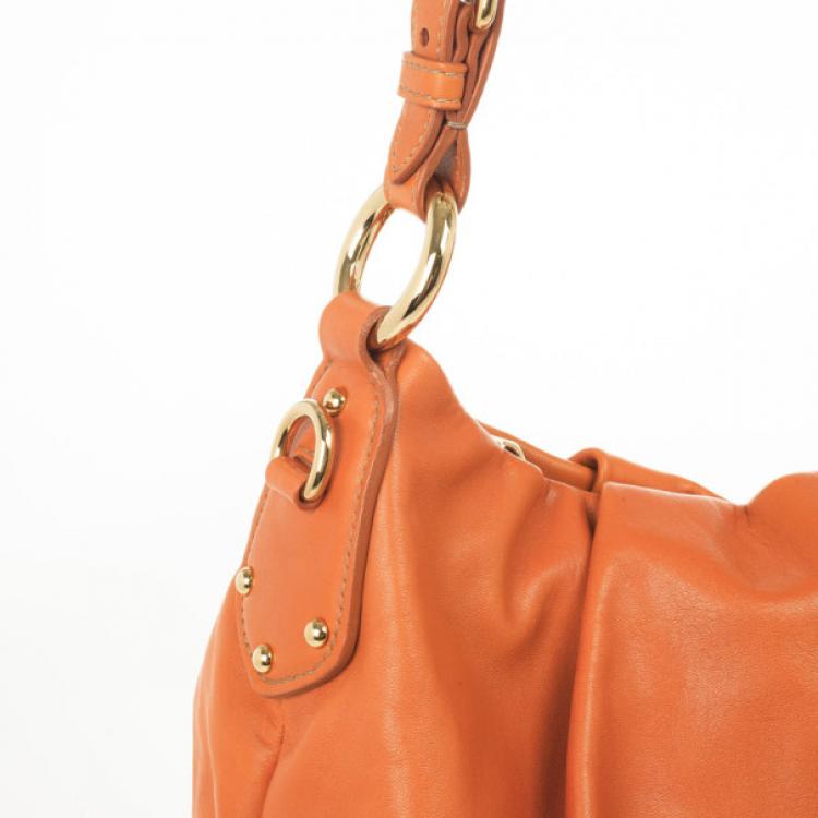Pre Owned Prada Orange Large Soft Calf Hobo