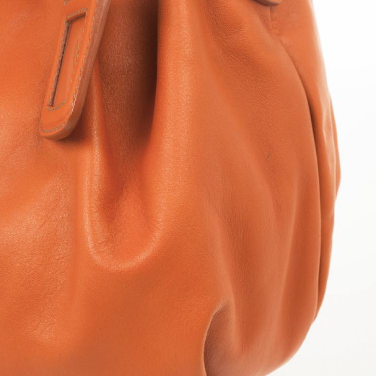 Pre Owned Prada Orange Large Soft Calf Hobo