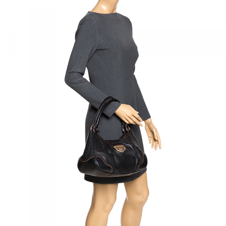 Pre Owned Prada Black Leather Satchel