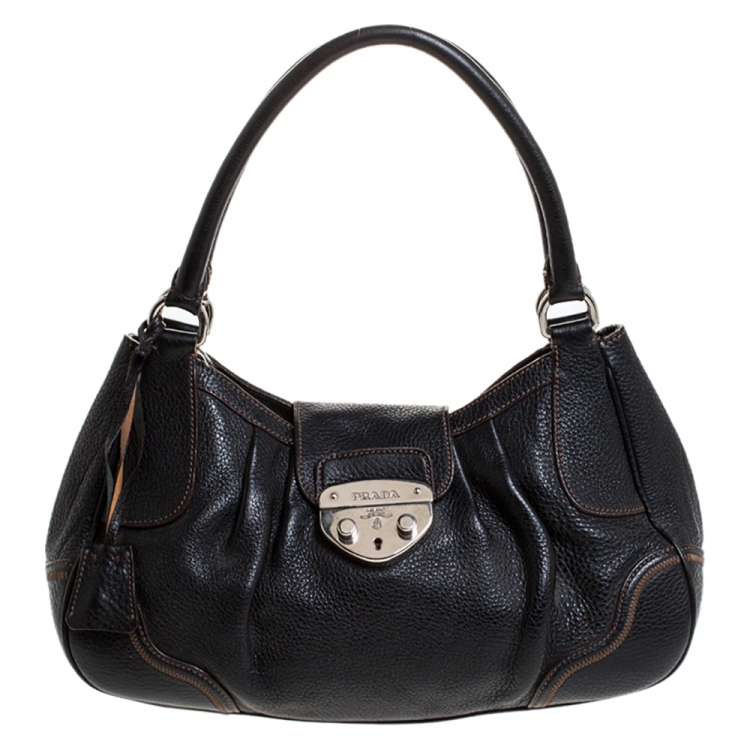 Pre Owned Prada Black Leather Satchel