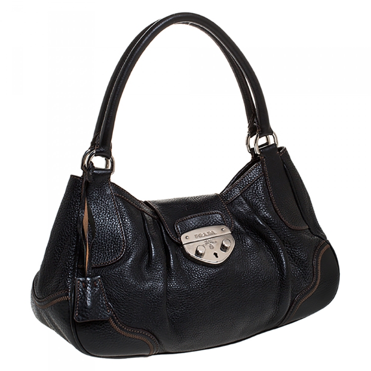 Pre Owned Prada Black Leather Satchel