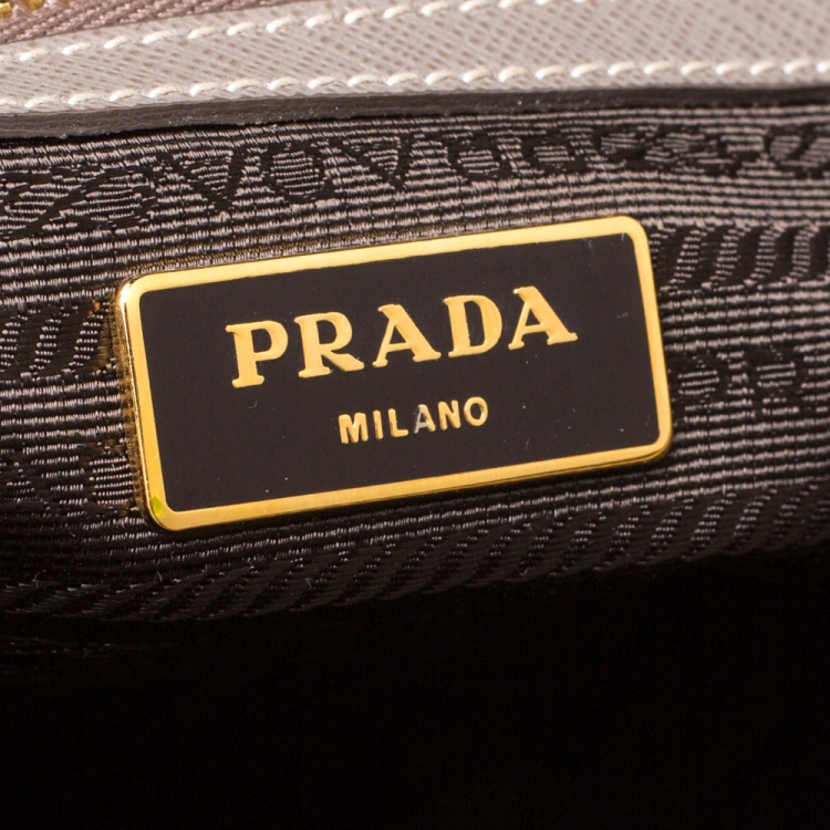 Pre Owned Prada Grey Saffiano Lux Leather Medium Galleria Tote