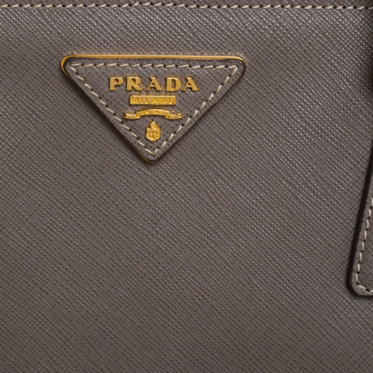 Pre Owned Prada Grey Saffiano Lux Leather Medium Galleria Tote