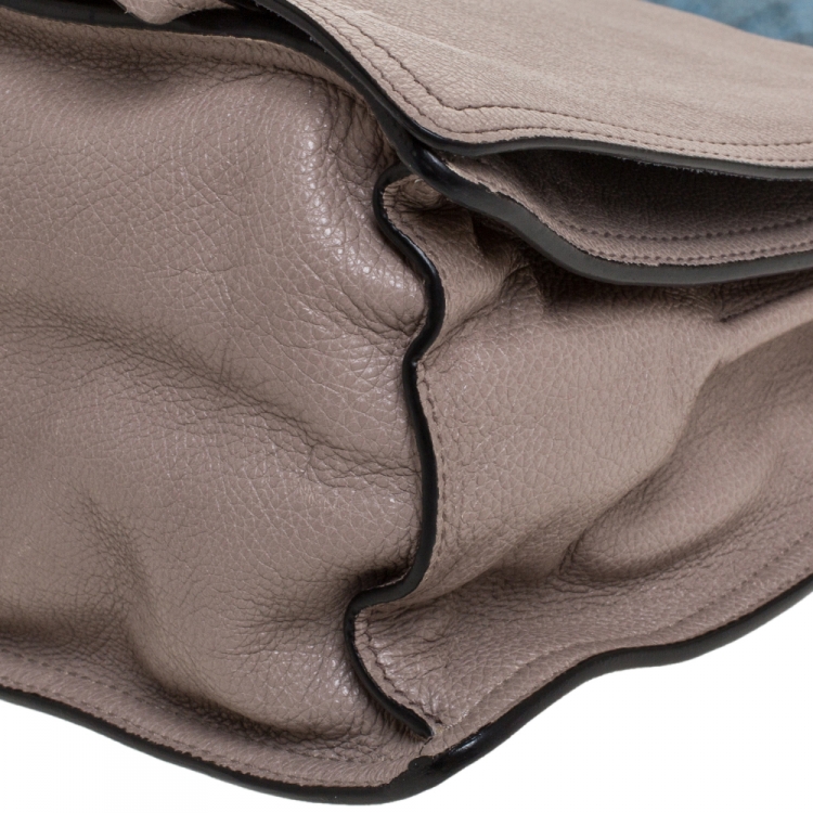 Pre Owned Prada Beige Leather Etiquette Flap Messenger Bag