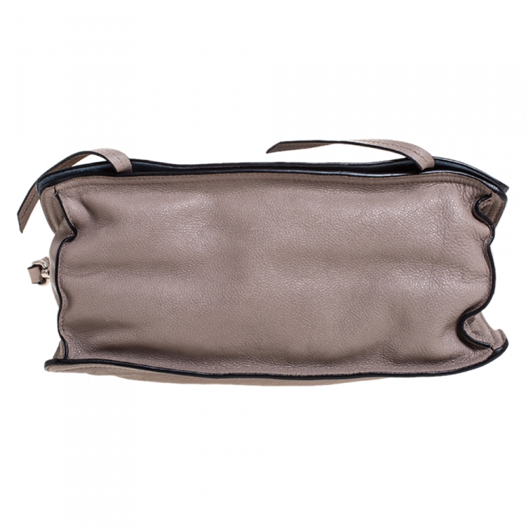 Pre Owned Prada Beige Leather Etiquette Flap Messenger Bag