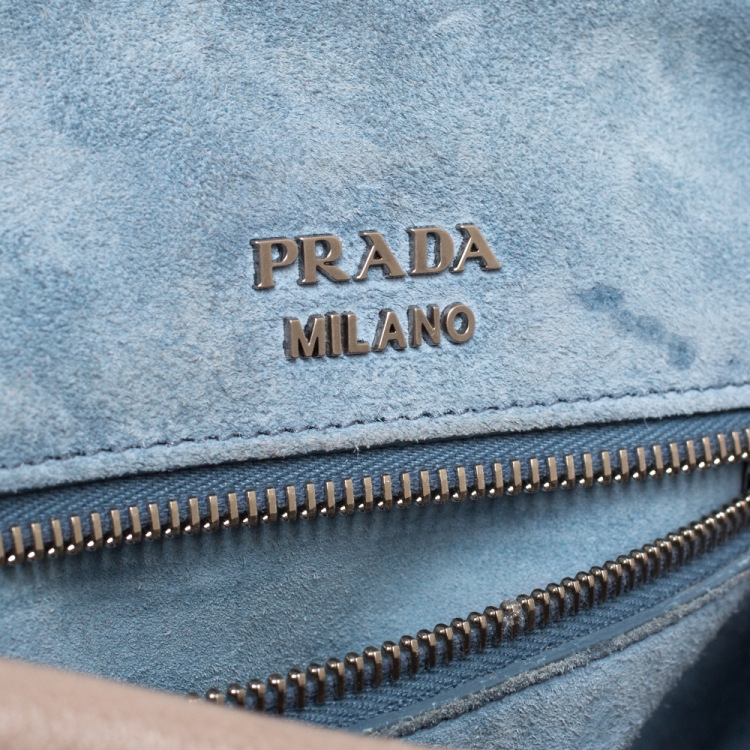 Pre Owned Prada Beige Leather Etiquette Flap Messenger Bag