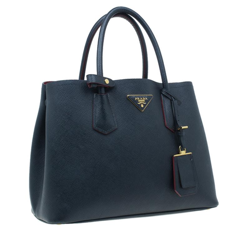 Pre Owned Prada Black Saffiano Soft Leather Convertible Tote