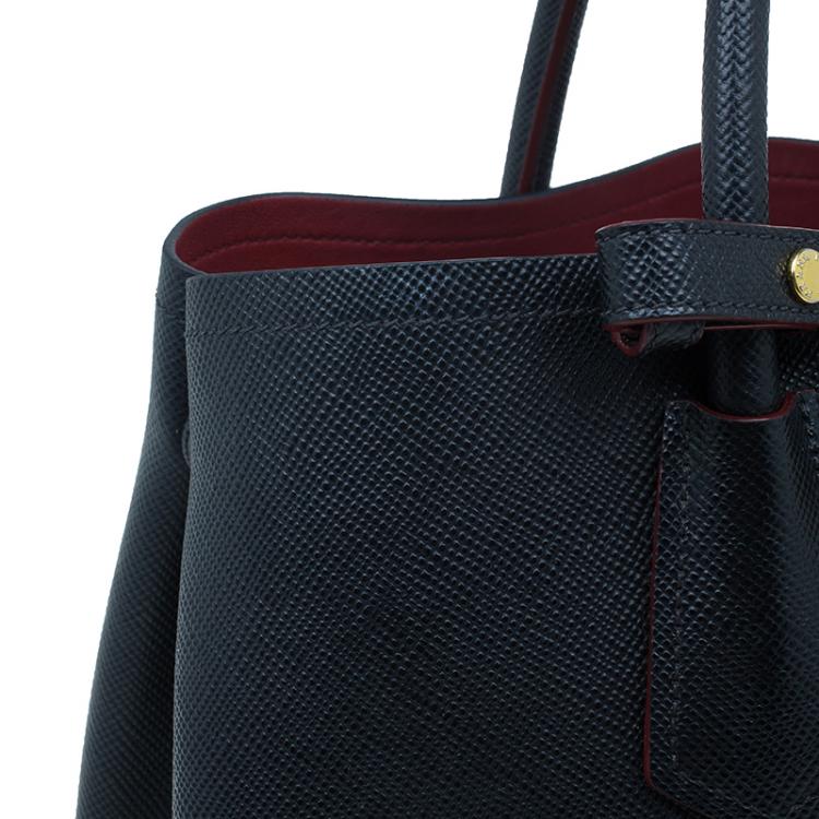 Pre Owned Prada Black Saffiano Soft Leather Convertible Tote