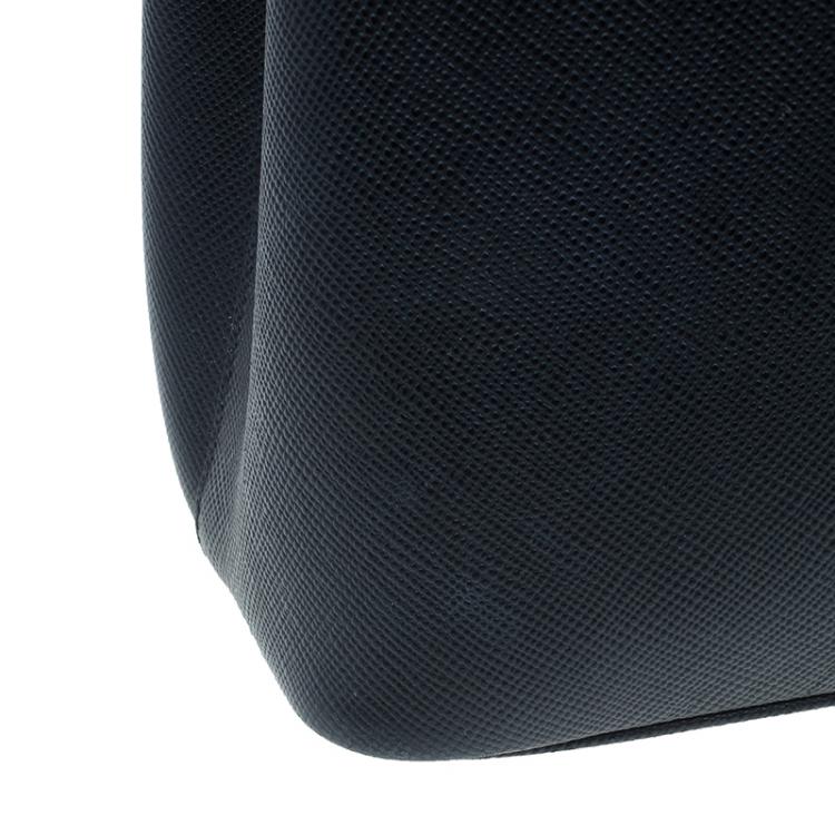 Pre Owned Prada Black Saffiano Soft Leather Convertible Tote