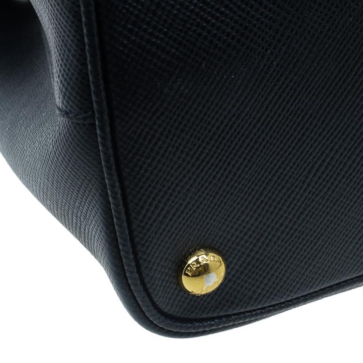 Pre Owned Prada Black Saffiano Soft Leather Convertible Tote