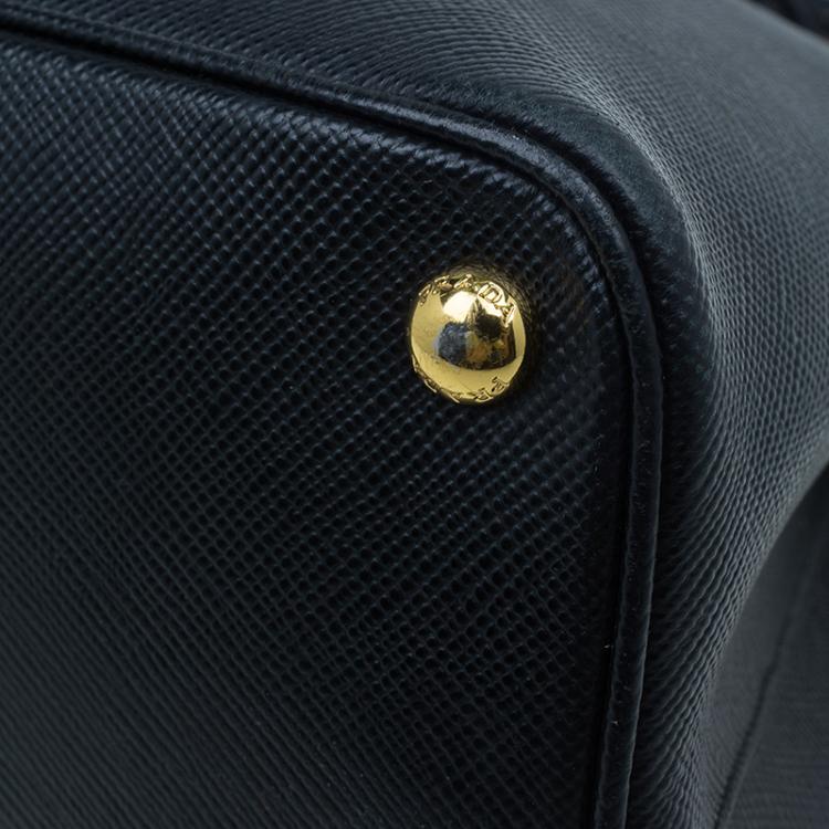 Pre Owned Prada Black Saffiano Soft Leather Convertible Tote