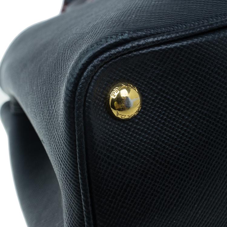 Pre Owned Prada Black Saffiano Soft Leather Convertible Tote