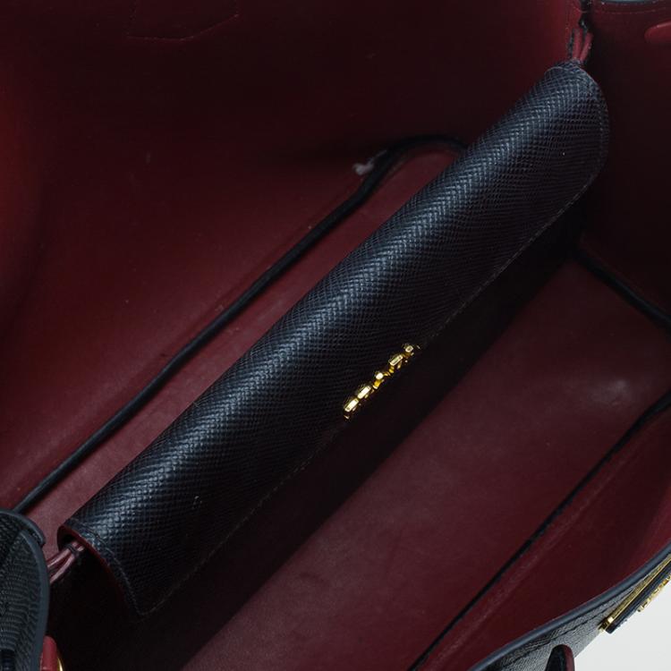 Pre Owned Prada Black Saffiano Soft Leather Convertible Tote