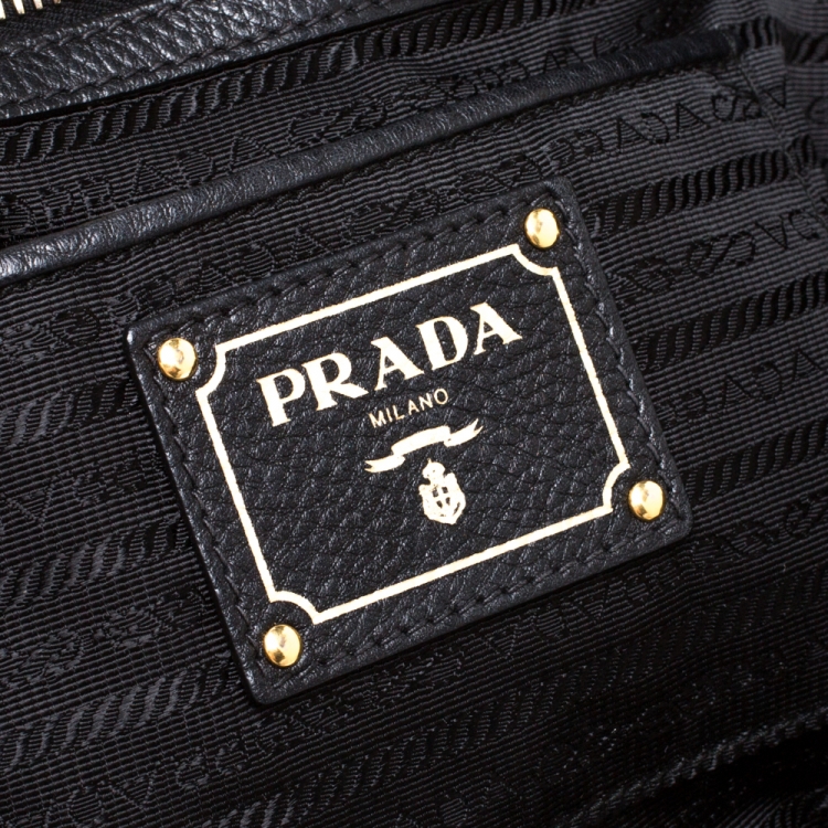 Pre Owned Prada Black Vitello Daino Leather Shopper Tote