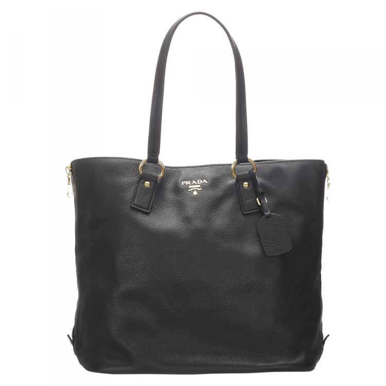 prada daino medium leather tote bag