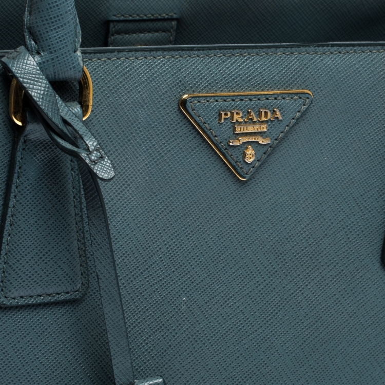 Pre Owned Prada Moss Green Saffiano Lux Leather Medium Galleria Tote