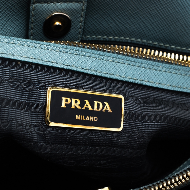 Pre Owned Prada Moss Green Saffiano Lux Leather Medium Galleria Tote