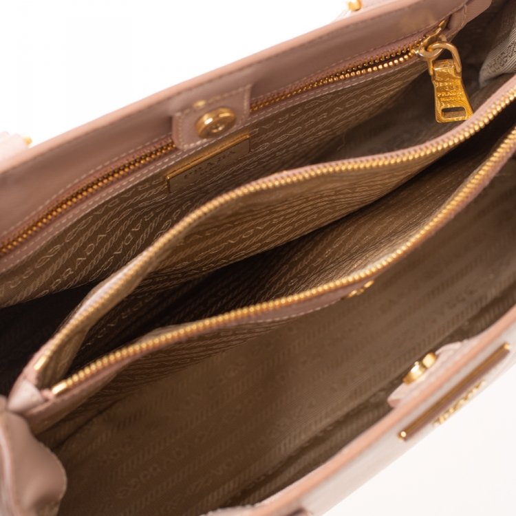 Pre Owned Prada Pink Saffiano Lux Leather Medium Galleria Tote
