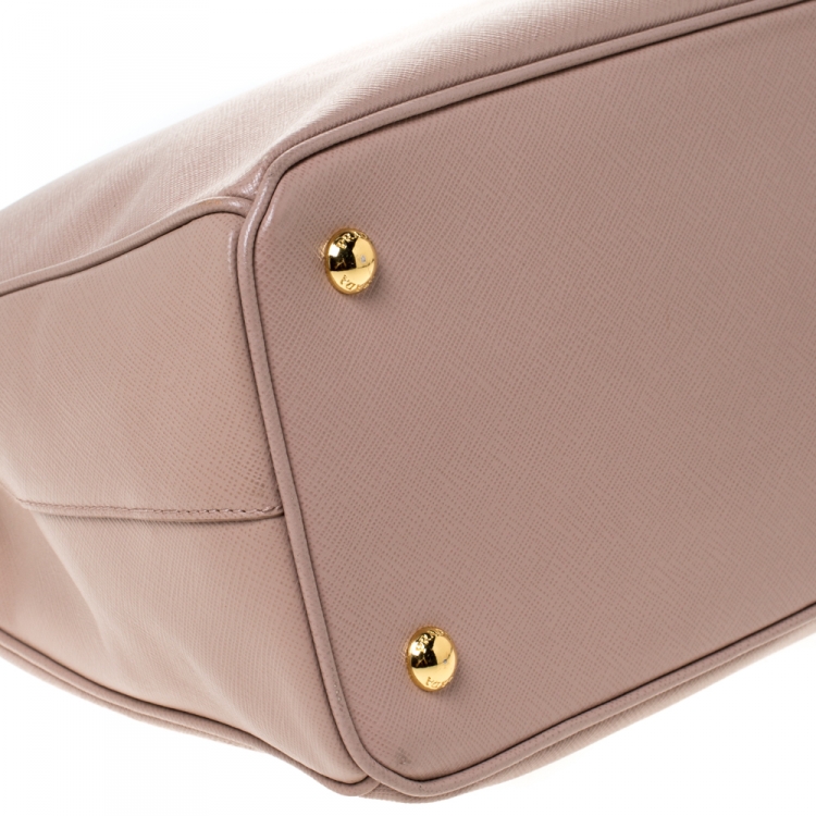 Pre Owned Prada Pink Saffiano Lux Leather Medium Galleria Tote