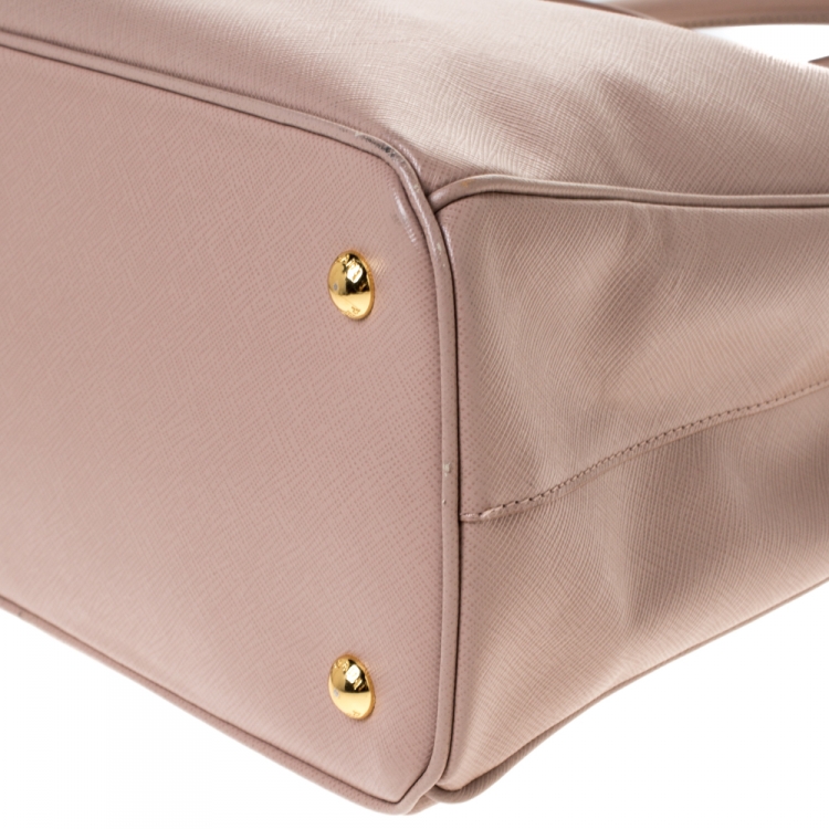 Pre Owned Prada Pink Saffiano Lux Leather Medium Galleria Tote