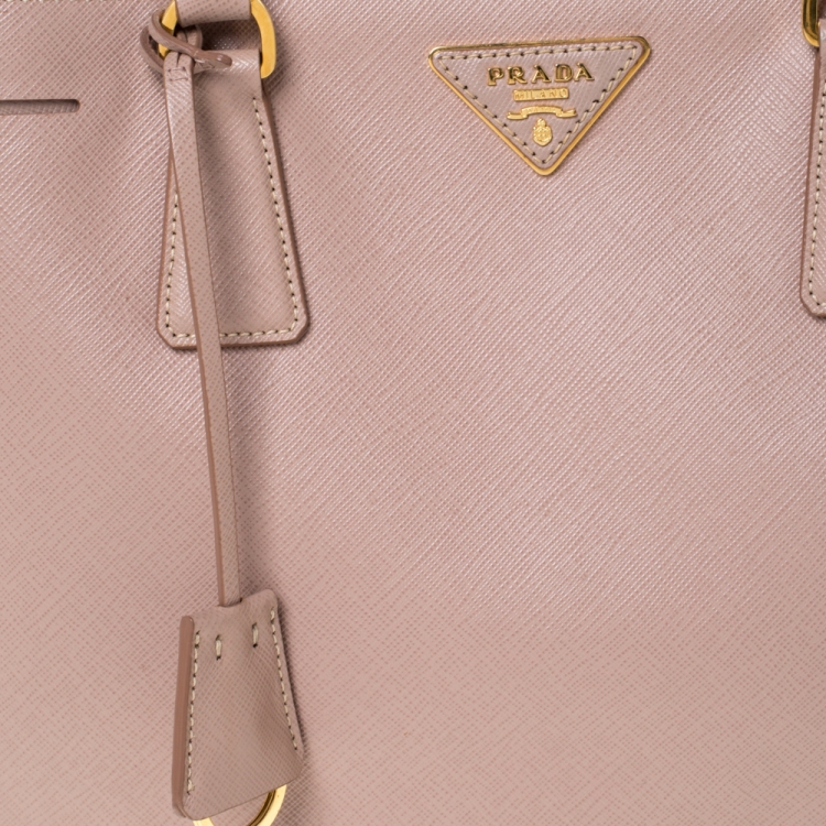 Pre Owned Prada Pink Saffiano Lux Leather Medium Galleria Tote