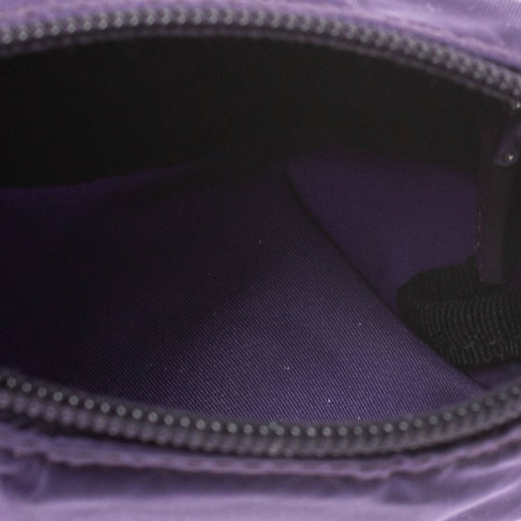 Pre Owned Prada Purple Nylon Mini Zip Pouch