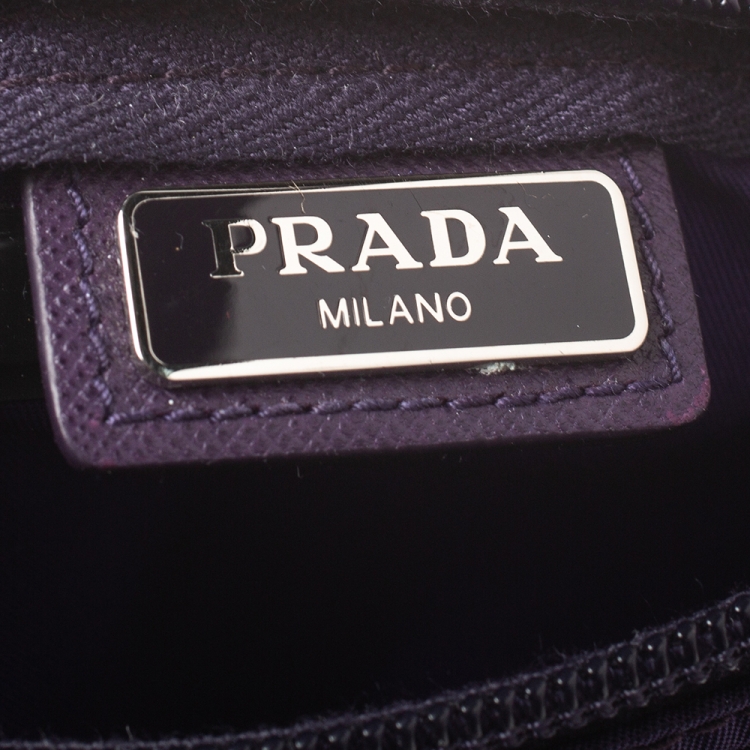 Pre Owned Prada Purple Nylon Mini Zip Pouch