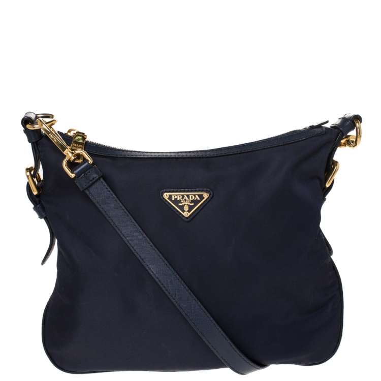Prada Navy Blue Nylon and Leather Crossbody Bag Prada | TLC