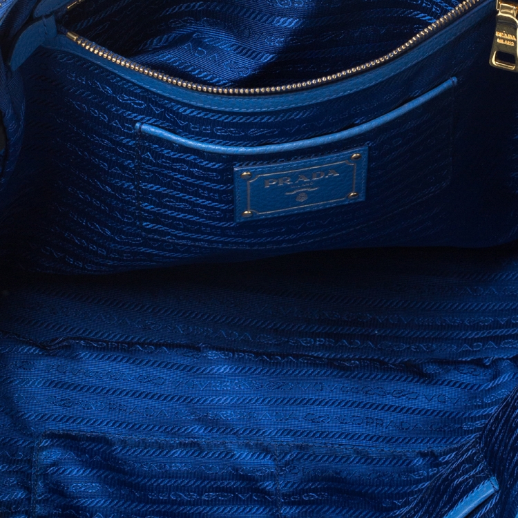 Pre Owned Prada Blue Vitello Daino Leather Satchel