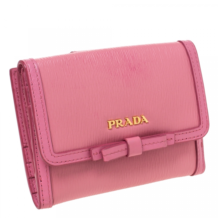 Prada Pink Leather Bow Trifold Wallet Prada | The Luxury Closet