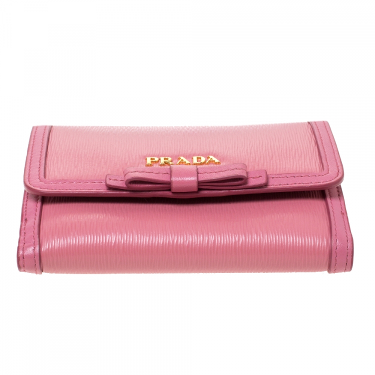 Prada Pink Leather Bow Trifold Wallet Prada | The Luxury Closet