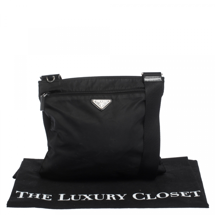 Pre Owned Prada Black Nylon Messenger Bag