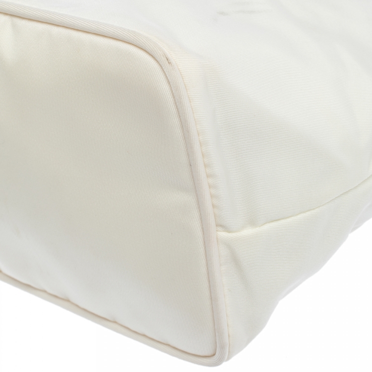 Pre Owned Prada White Nylon Pochette Bag