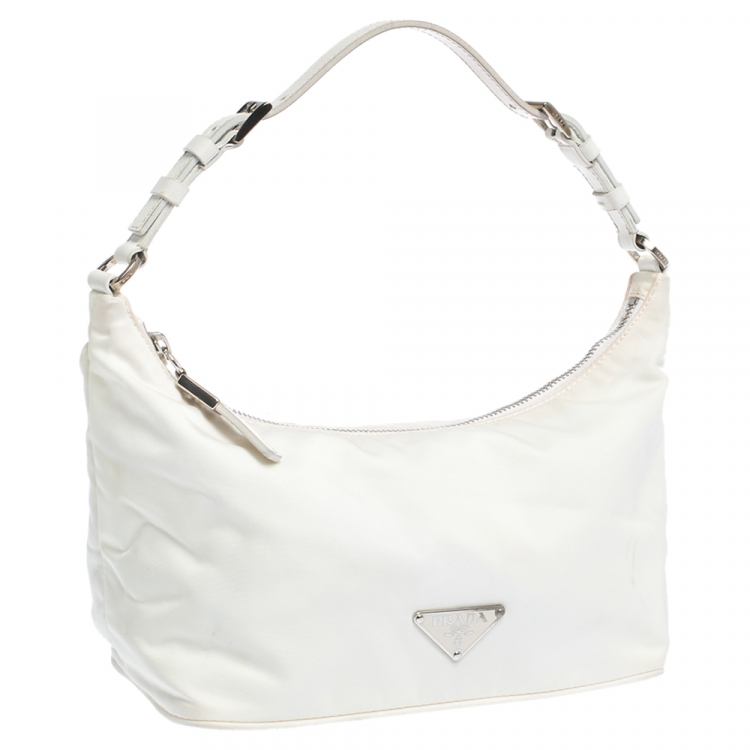 Pre Owned Prada White Nylon Pochette Bag