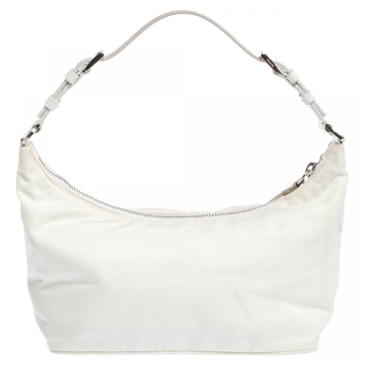 Pre Owned Prada White Nylon Pochette Bag
