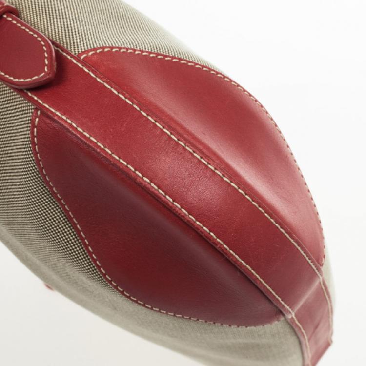 Pre Owned Prada Red Trim Logo Jacquard Hobo Bag