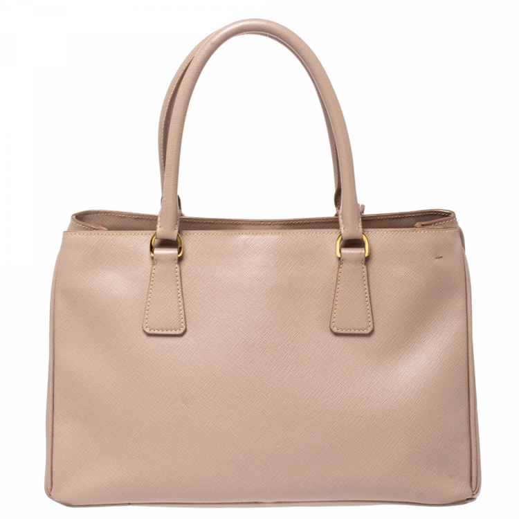 Pre Owned Prada Beige Saffiano Lux Leather Medium Galleria Tote