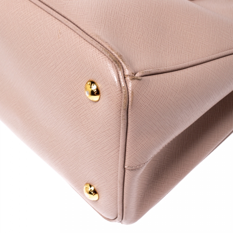 Pre Owned Prada Beige Saffiano Lux Leather Medium Galleria Tote