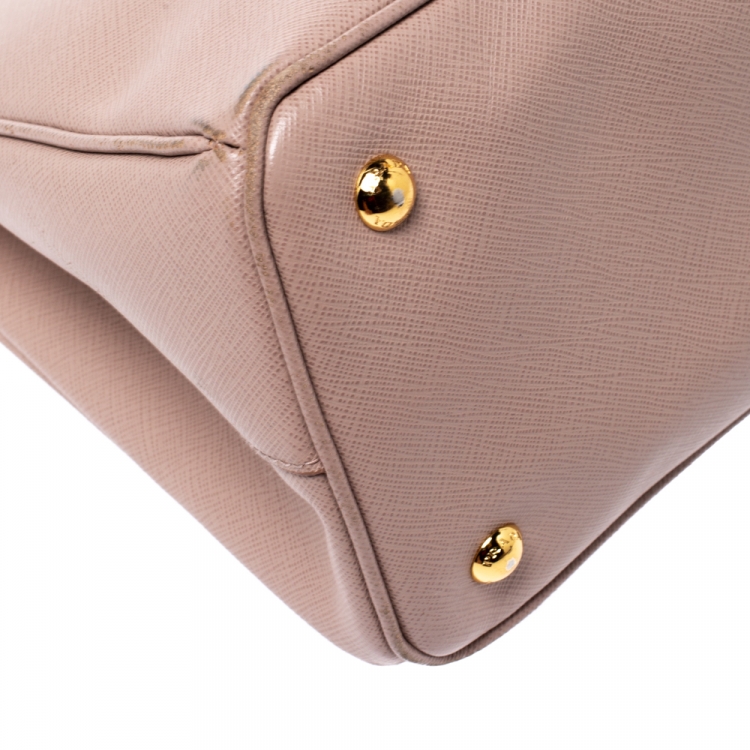 Pre Owned Prada Beige Saffiano Lux Leather Medium Galleria Tote