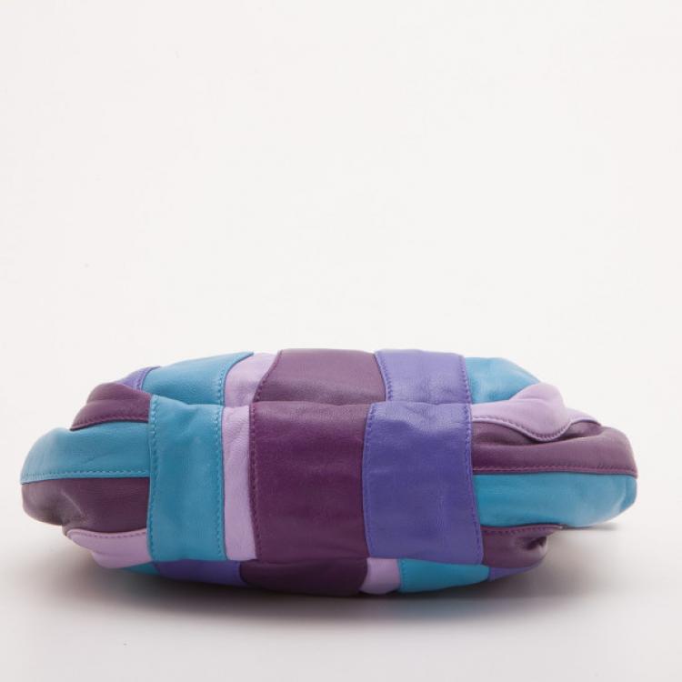 Pre Owned Prada Striped Leather Hobo