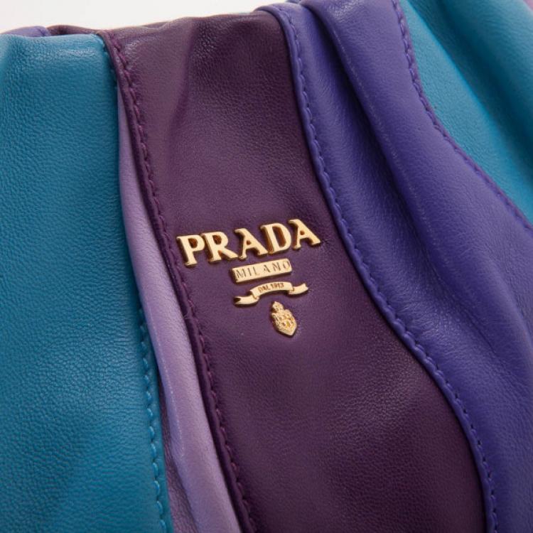 Pre Owned Prada Striped Leather Hobo