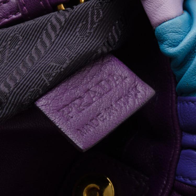 Pre Owned Prada Striped Leather Hobo